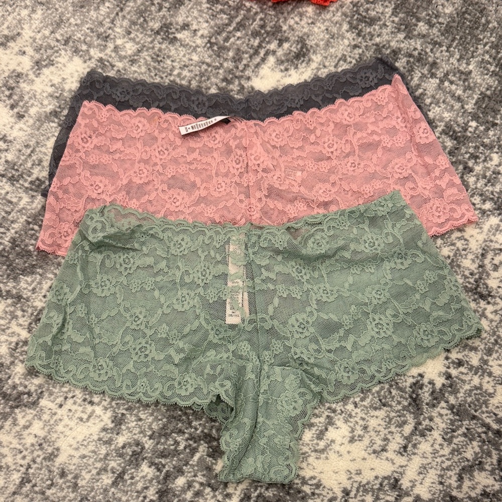 Victoria's Secret Shortie Lace Panties - Pink, Grey and Green